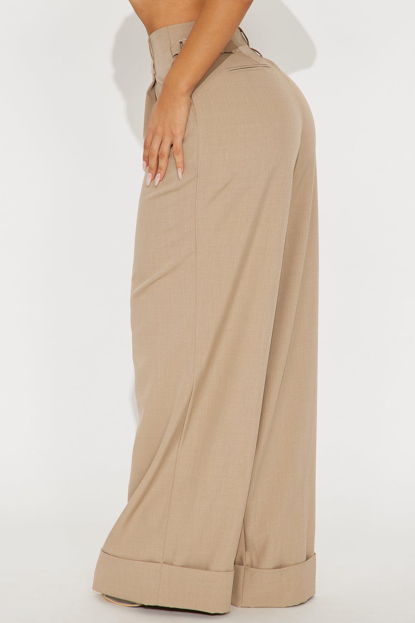 Kiah Cuffed Wide Leg Trouser - Tan Female Product Image