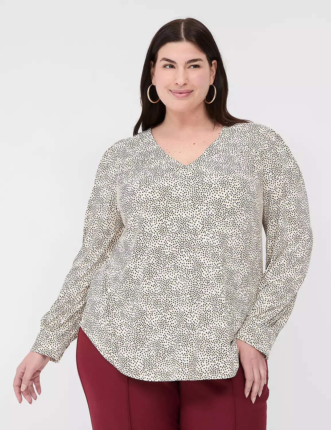 Long-Sleeve V-Neck Blouse Product Image