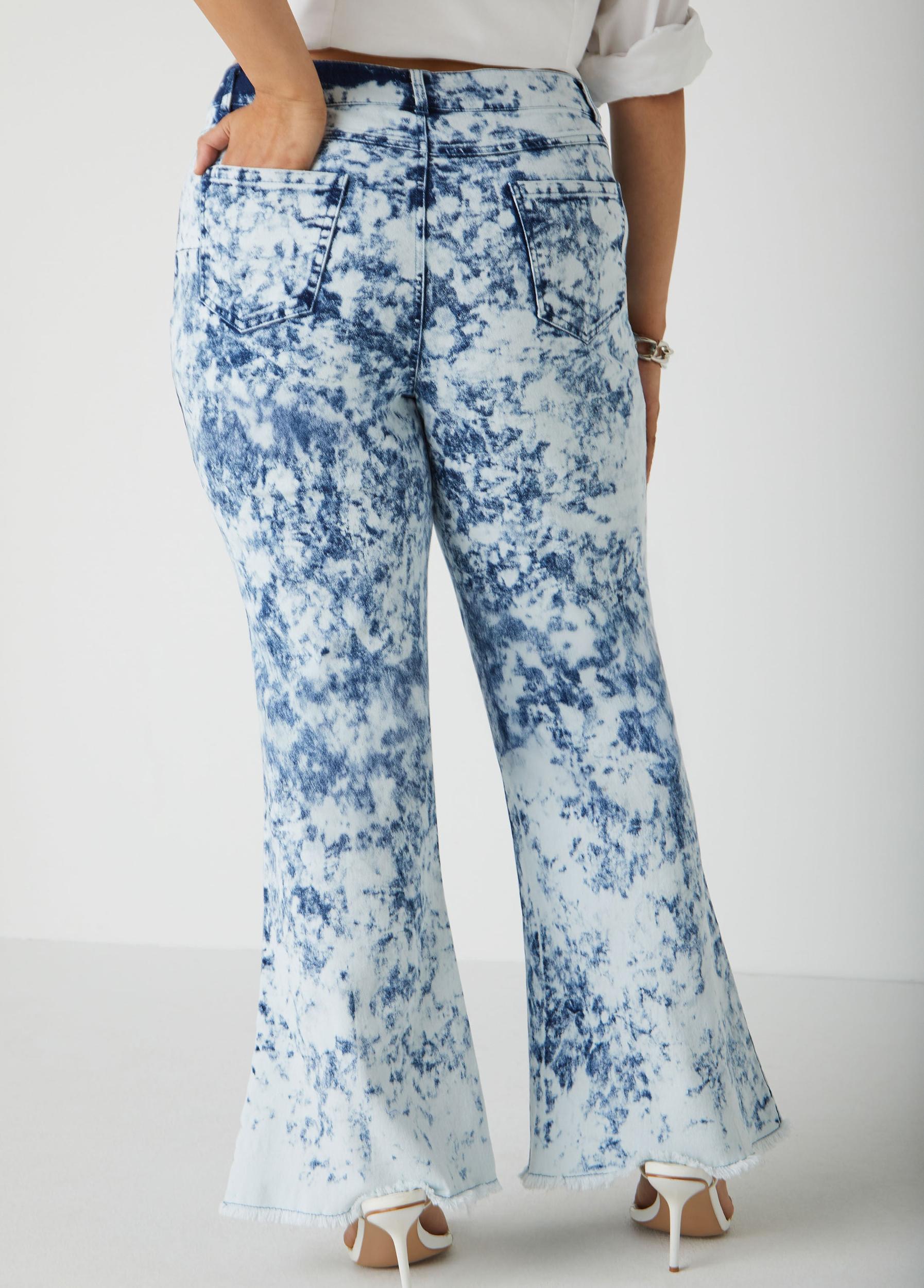 Acid Wash Flared Jeans Product Image