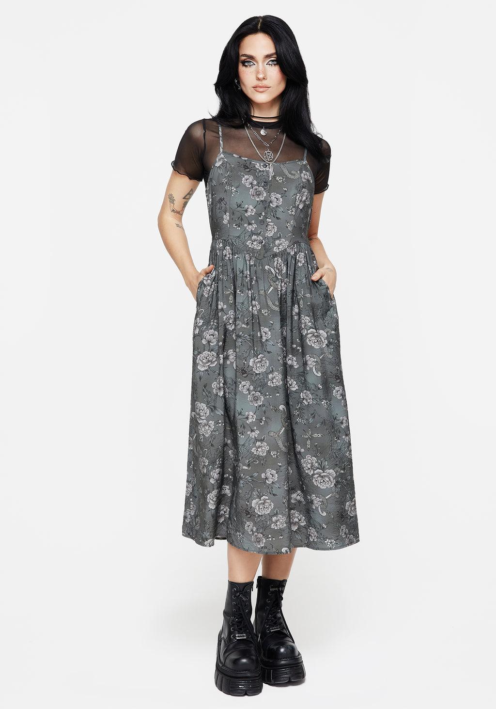 Meadow Floral Serpent Print Cami Midi Dress Product Image