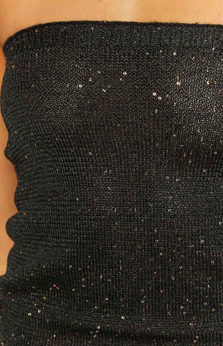 Sofie Black Sequin Knit Strapless Mini Dress Product Image