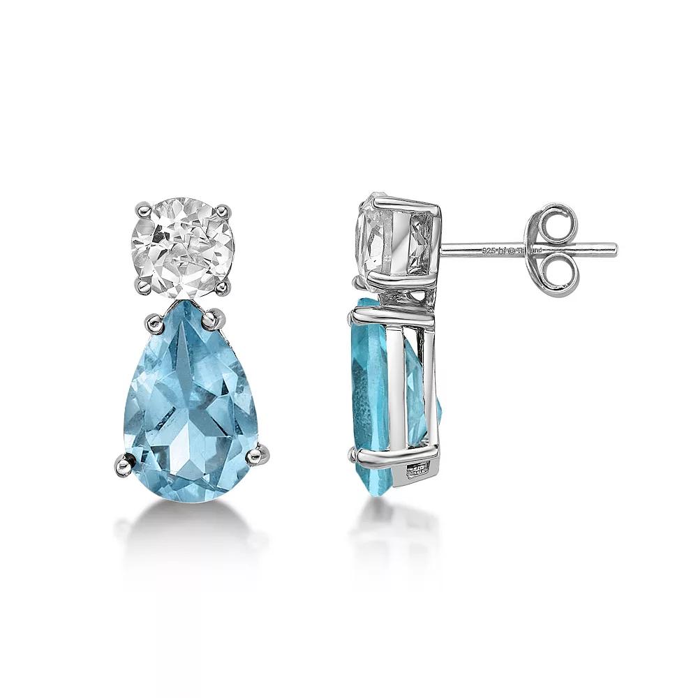 Gemminded Sterling Silver Blue Topaz & White Topaz Earrings, Women's Product Image