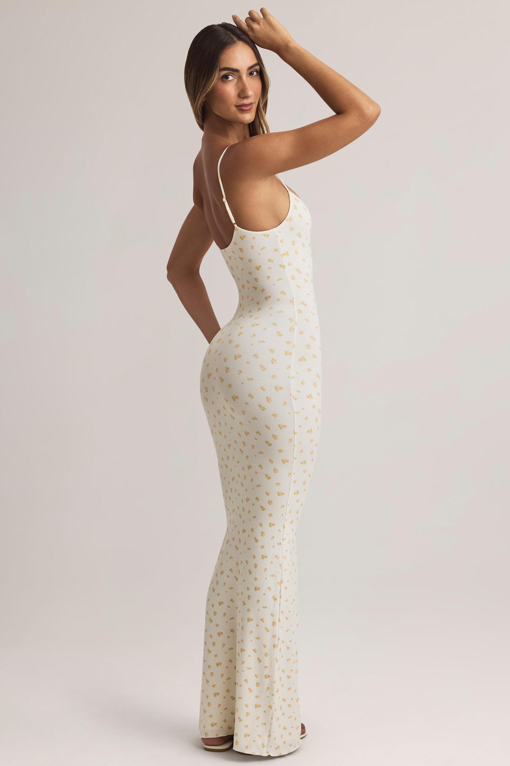Modal Scoop-Neck Maxi Dress in Floral Print Product Image