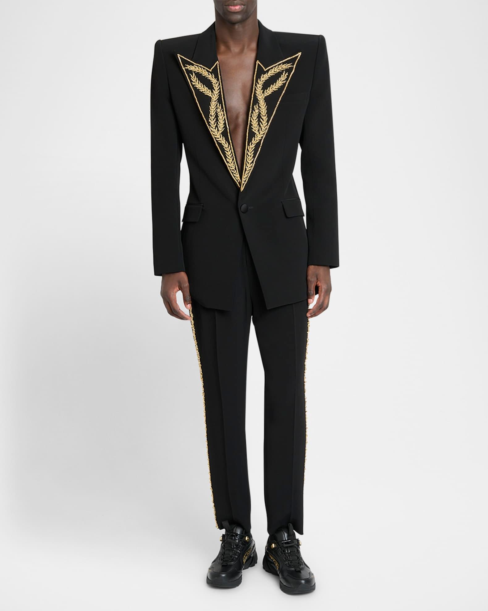 Men's Straight-Fit Bead Embroidered Pants Product Image