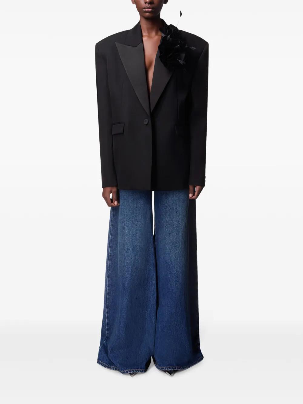 Crystal Heart Charm wide-leg jeans Product Image