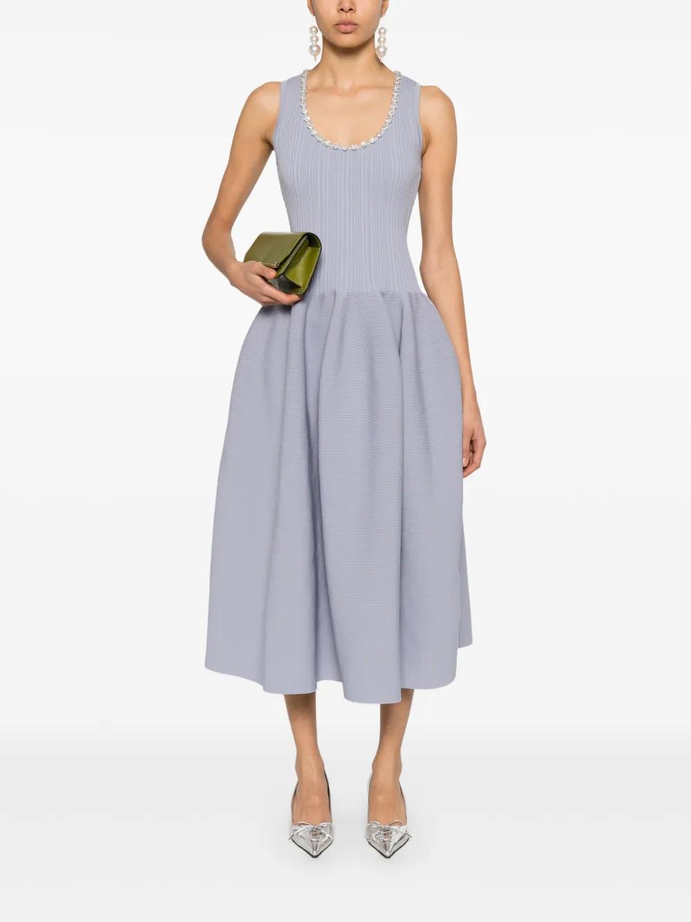 rhinestone-embellished ribbed midi dress Product Image