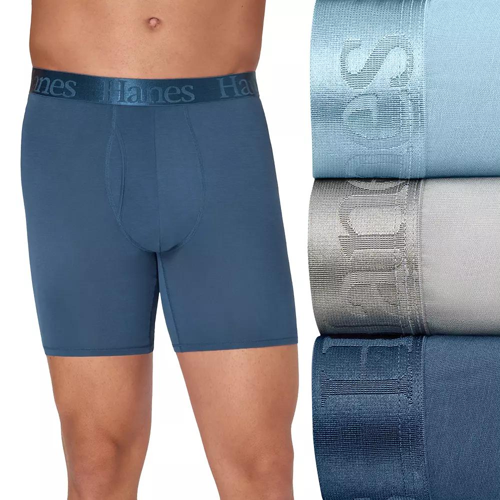 Men's Hanes® Originals 3-Pack Ultimate SuperSoft Boxer Briefs with Total Support Pouch,  Product Image