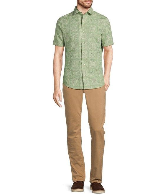 Murano From The Garden Collection Slim Fit Allover Embroidered Short Sleeve Woven Convertible Camp Shirt Product Image