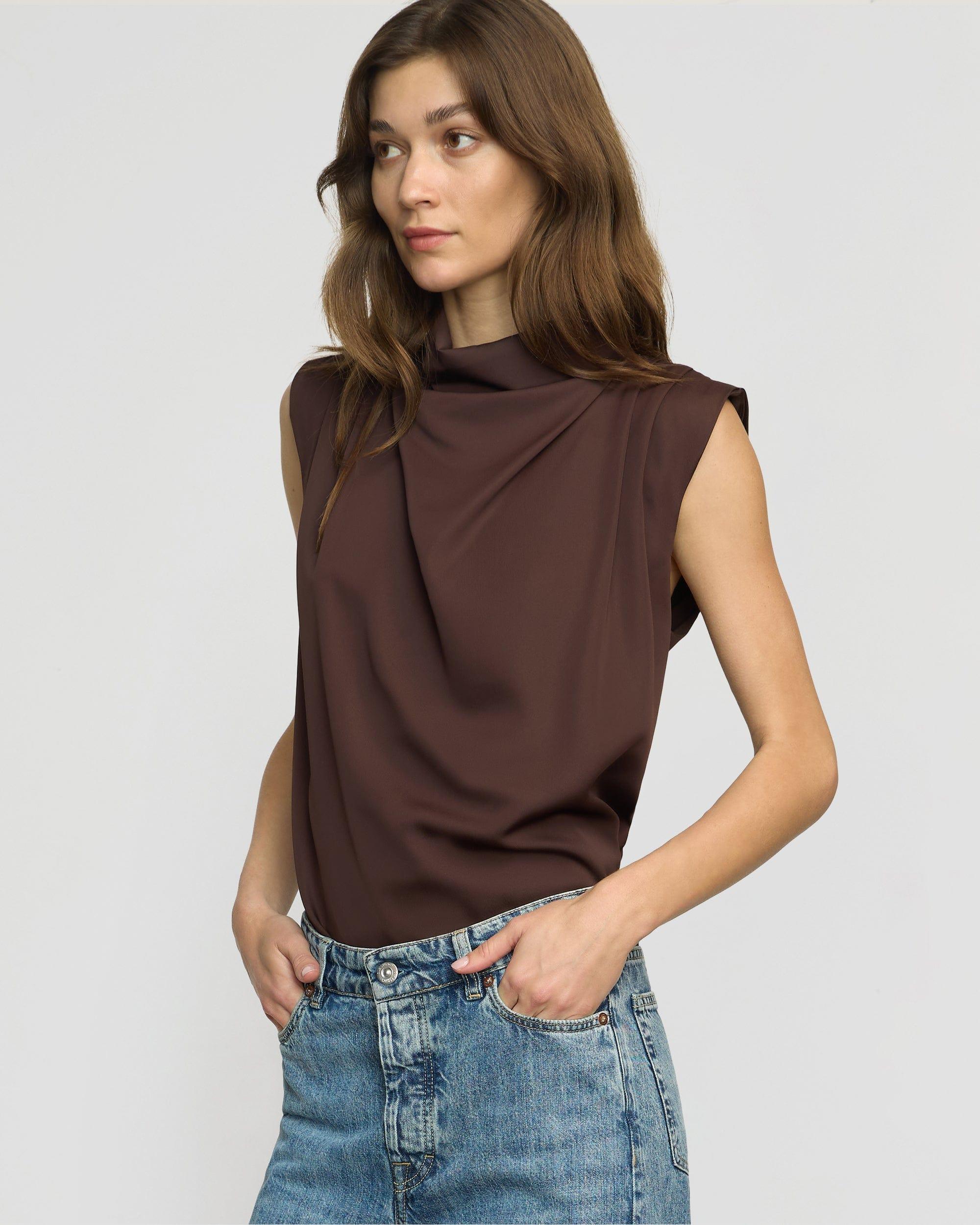 Allegra Gathered-Neck Sleeveless Blouse Product Image