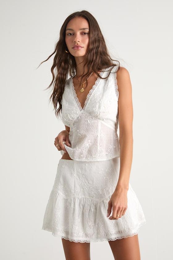 Dessie Ivory Embroidered Mini Skirt Product Image