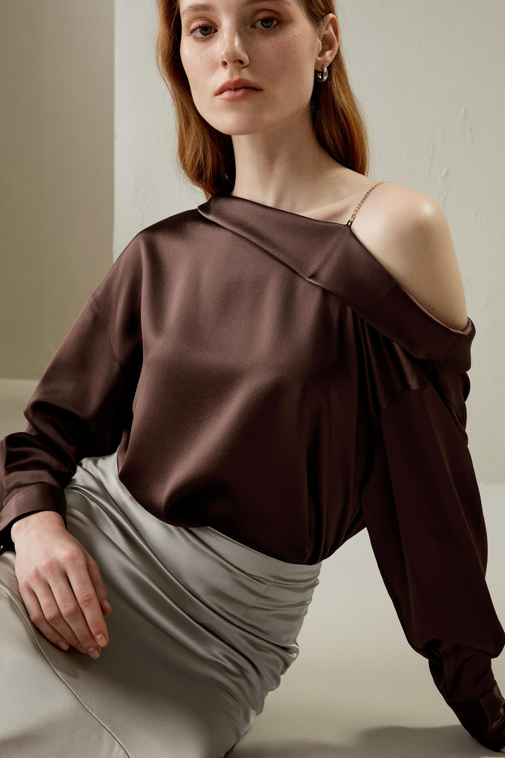 Silk Chic One-Shoulder Top Product Image