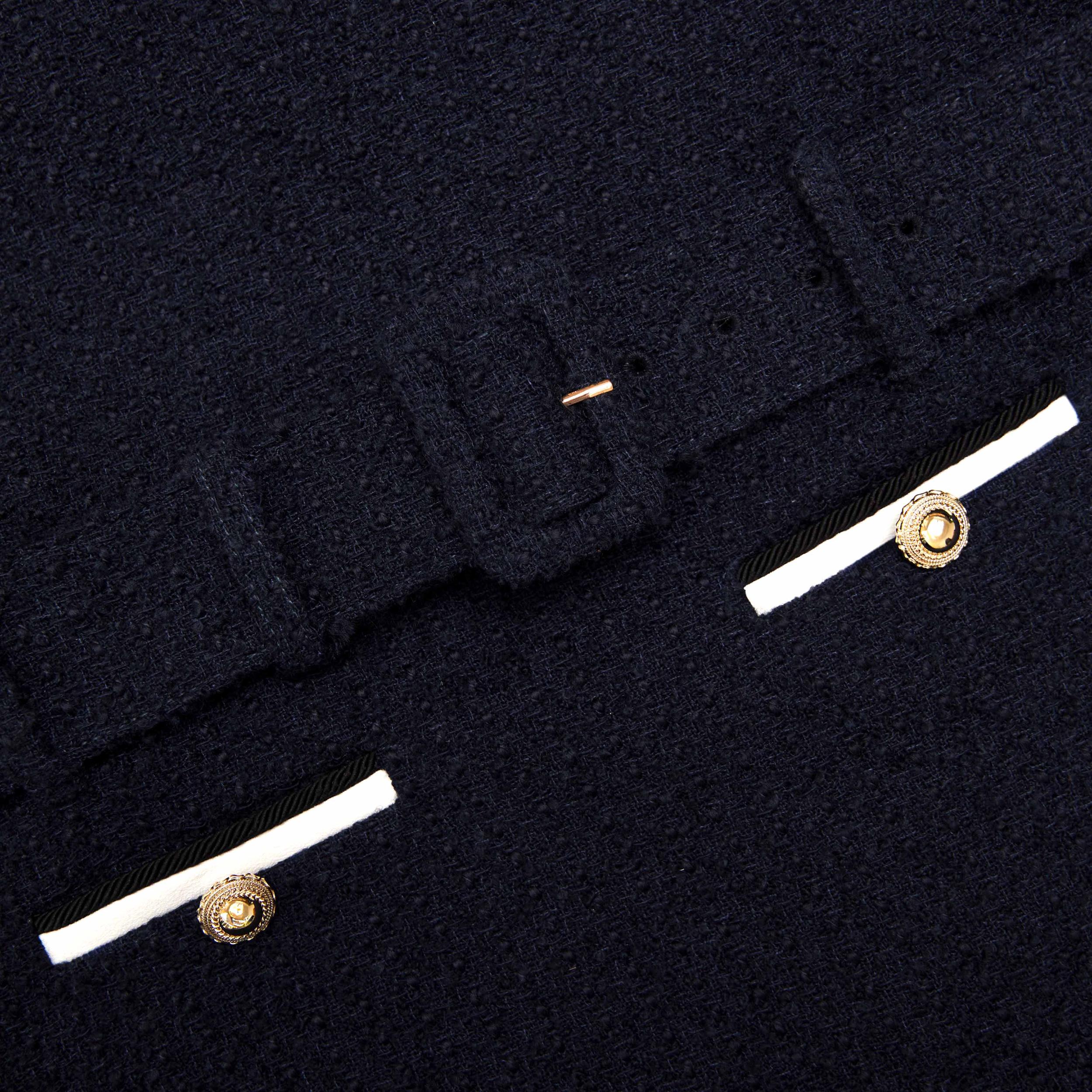 Navy Boucle Mini Dress Product Image