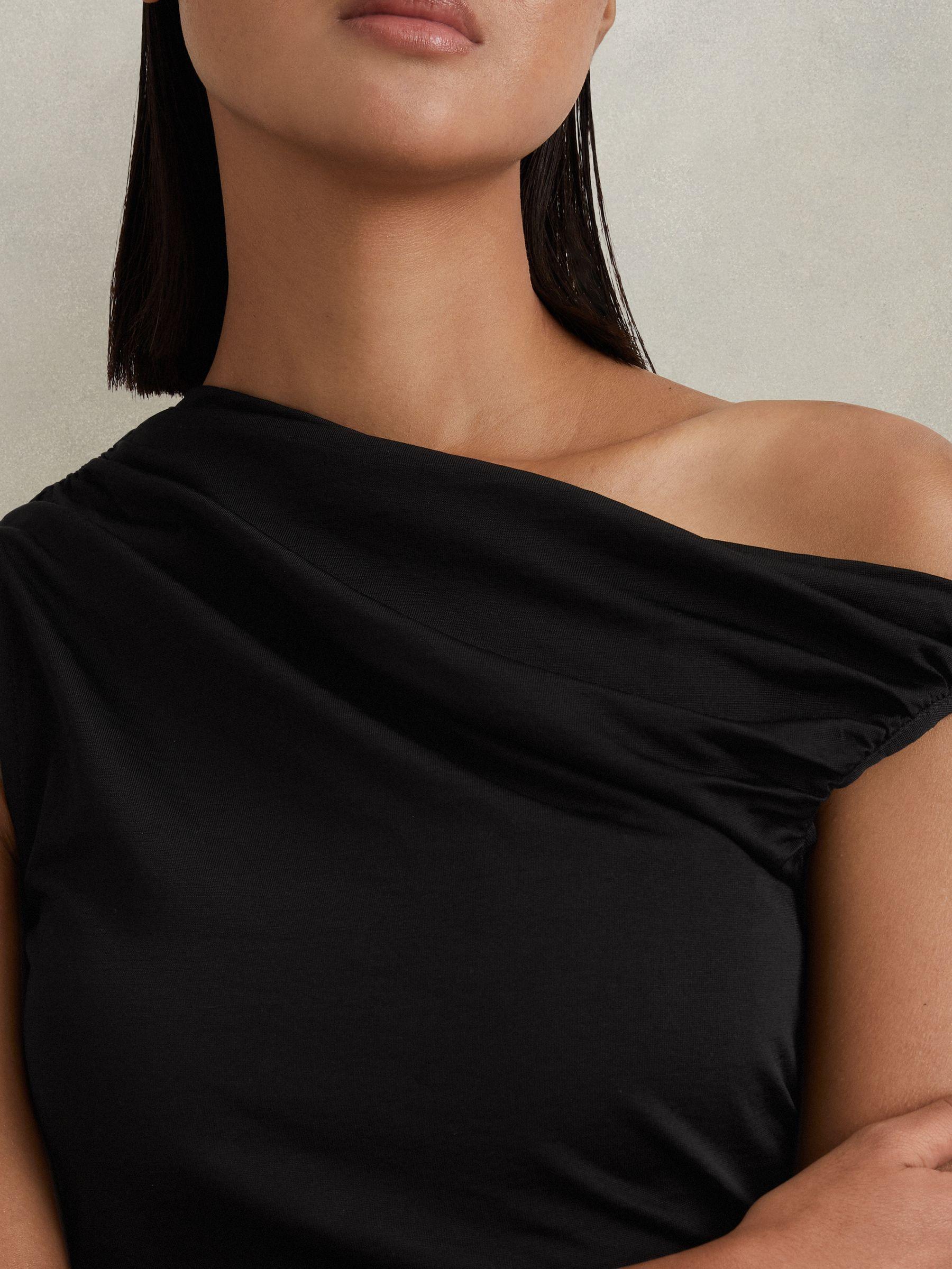 Ruched Off-The-Shoulder Top in Black Product Image