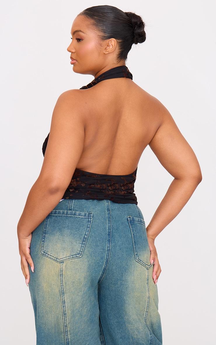 Plus Black Devore Cowl Neck Top Product Image