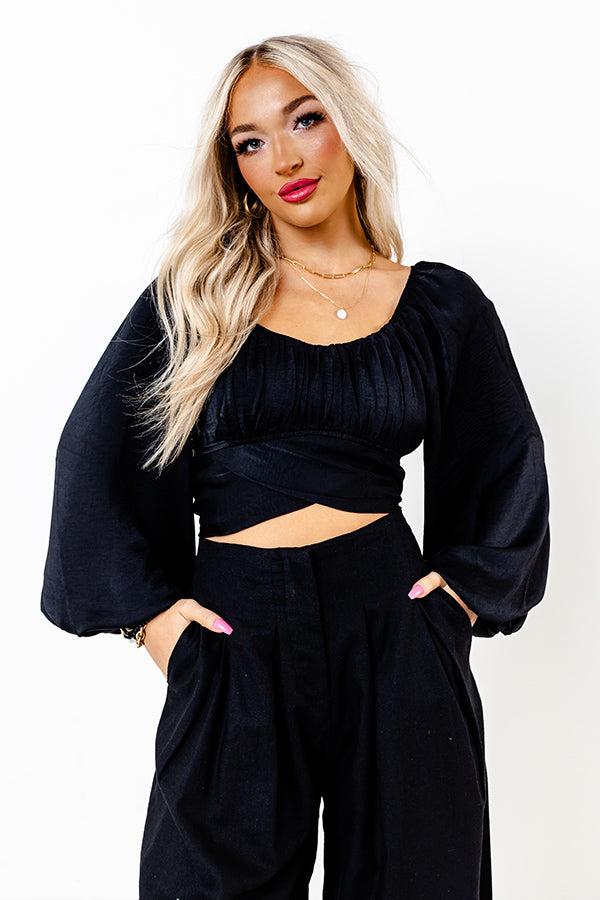 The Evelyn High Waist Linen-Blend Pants In Black Product Image