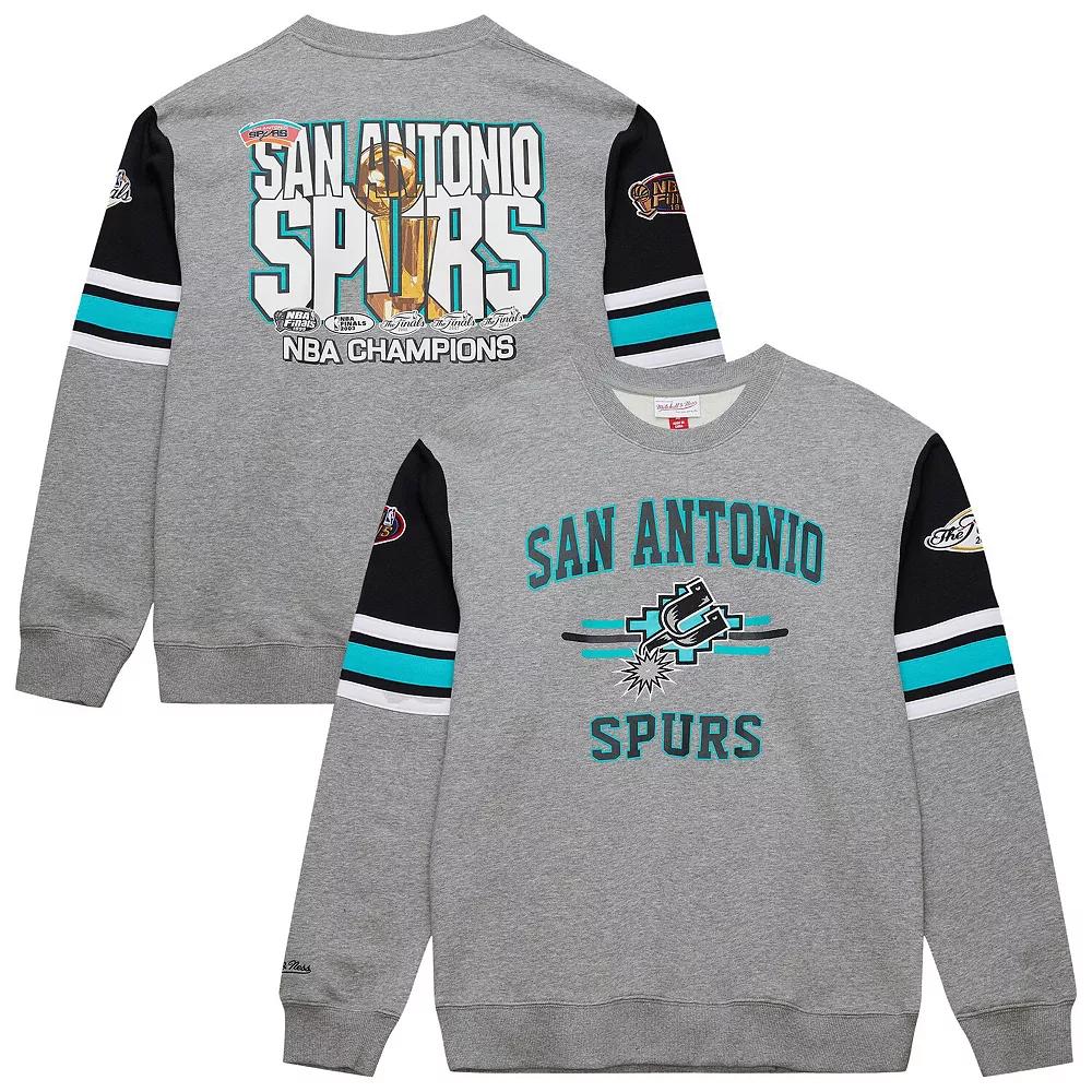 Men's Mitchell & Ness Heather Gray San Antonio Spurs Hardwood Classics All Over 4.0 Pullover Sweatshirt, Size: XL, Grey Product Image