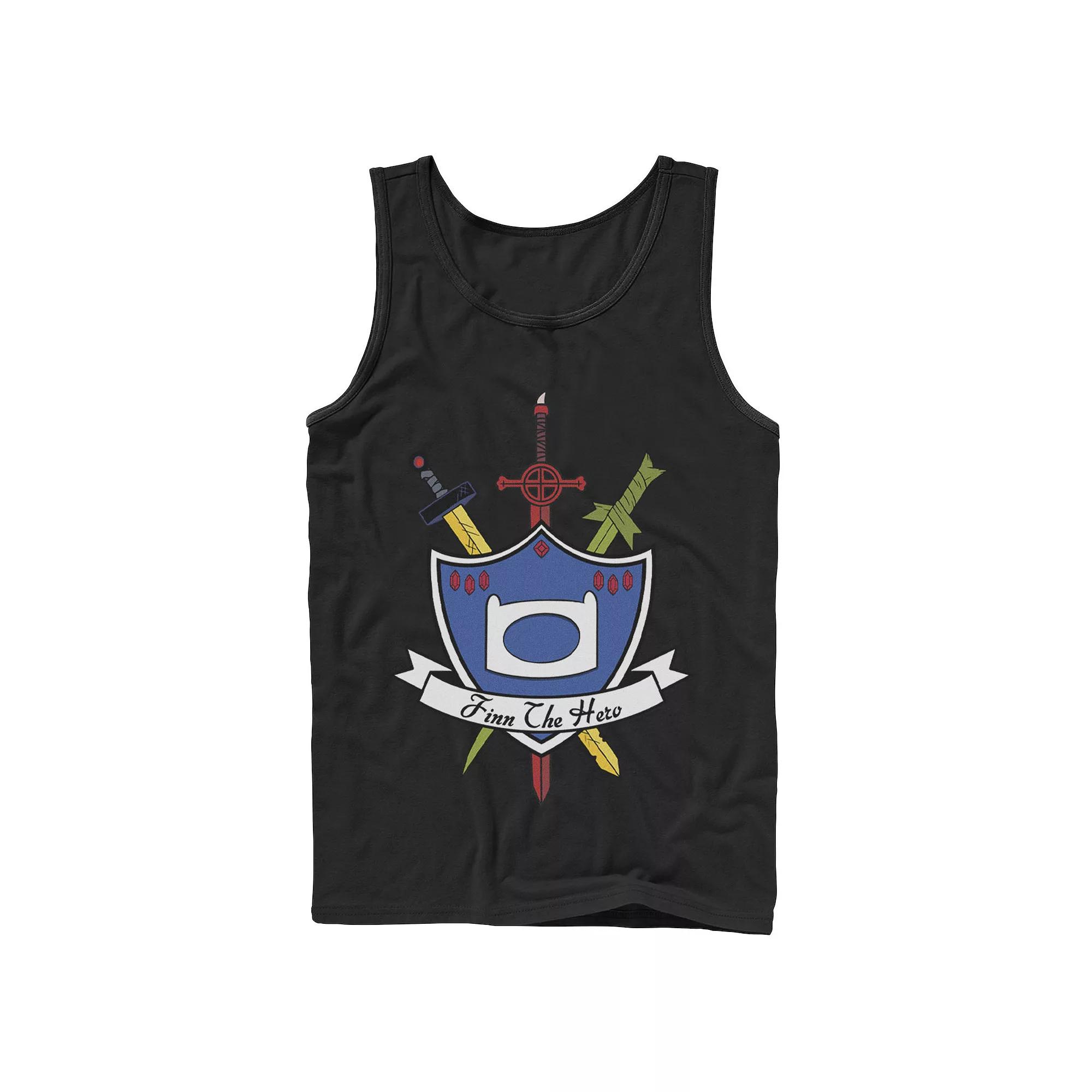 Men's Cartoon Network Adventure Time Finn the Hero Sword and Shield Banner Tank Top,  Product Image
