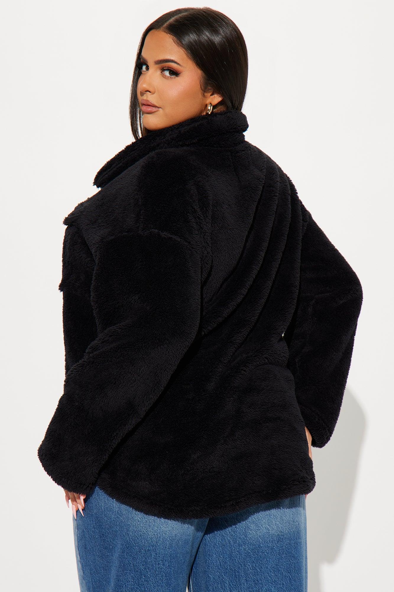 Feels Like Fall Sherpa Shacket - Black Product Image