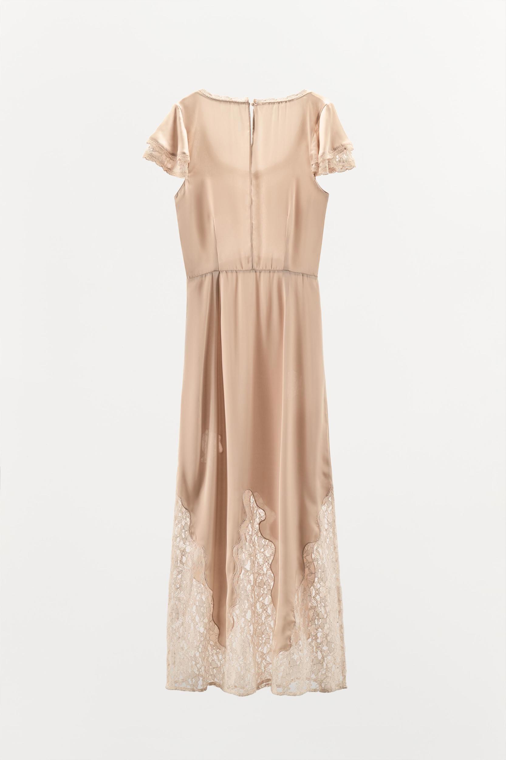 SATIN EMBROIDERED MIDI DRESS Product Image