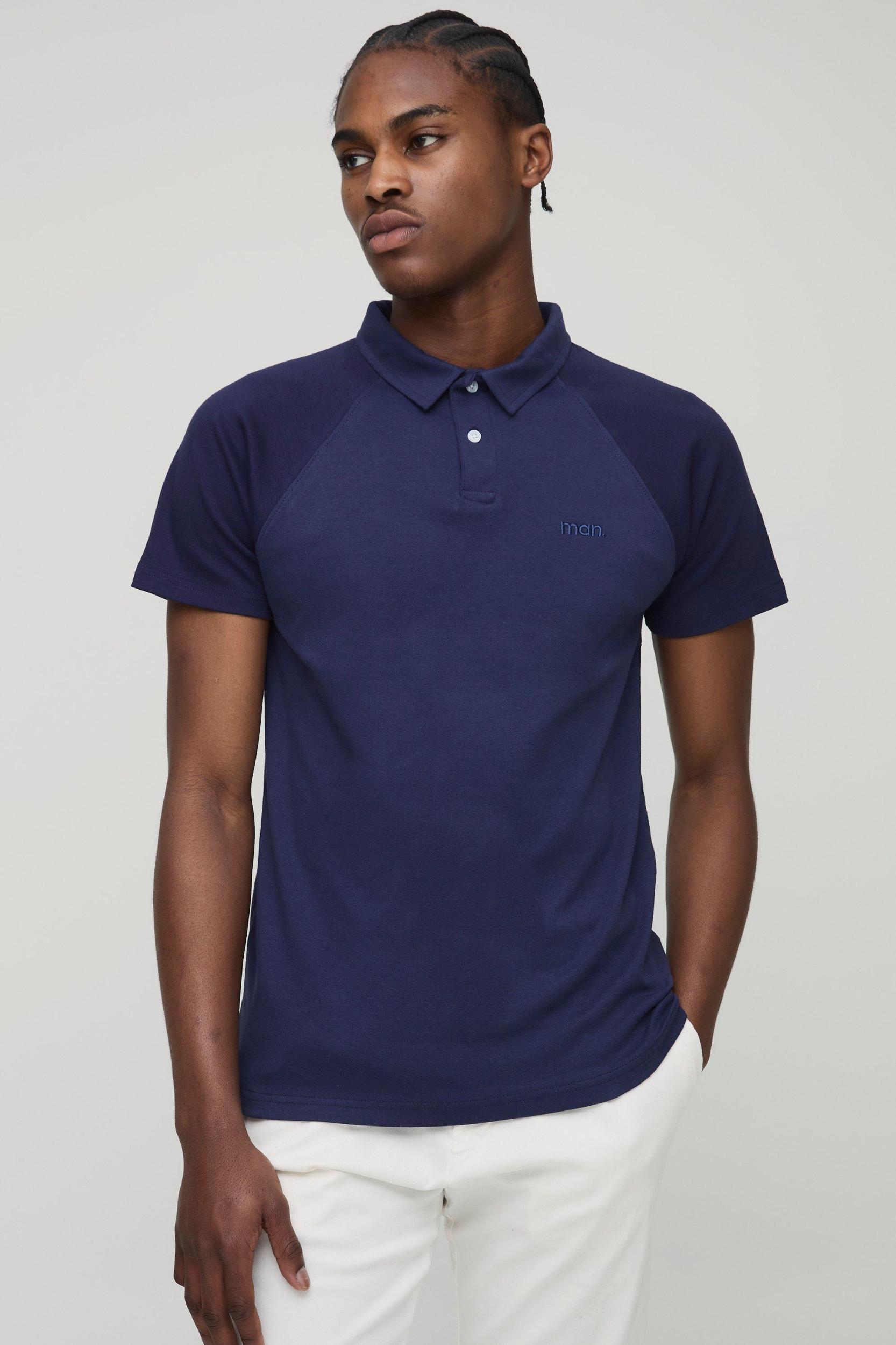 Slim Fit Man Pique Colour Block Polo | boohooMAN USA Product Image