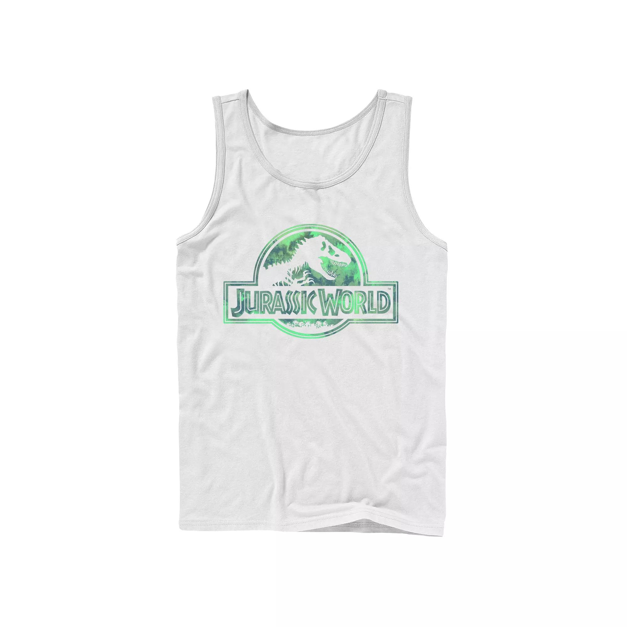 Men's Jurassic World Faded Pastel Watercolor Logo Tank Top,  Product Image