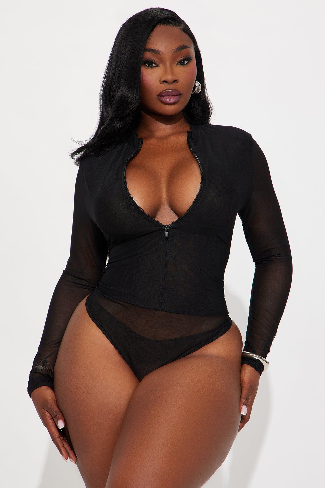 Pushing Boundaries High Neck Mesh Bodysuit - Black Female Product Image