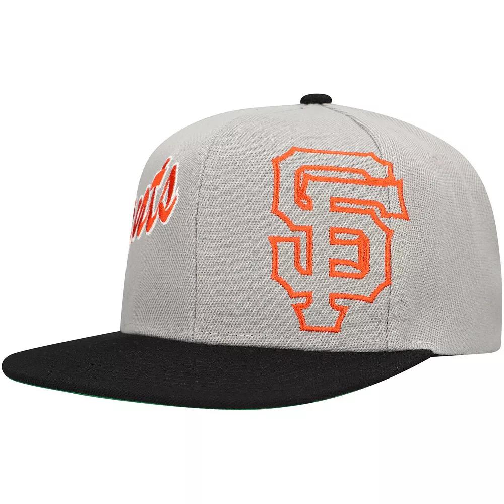 Men's Mitchell & Ness Gray San Francisco Giants Knock Out Panel Snapback Hat, Grey Product Image