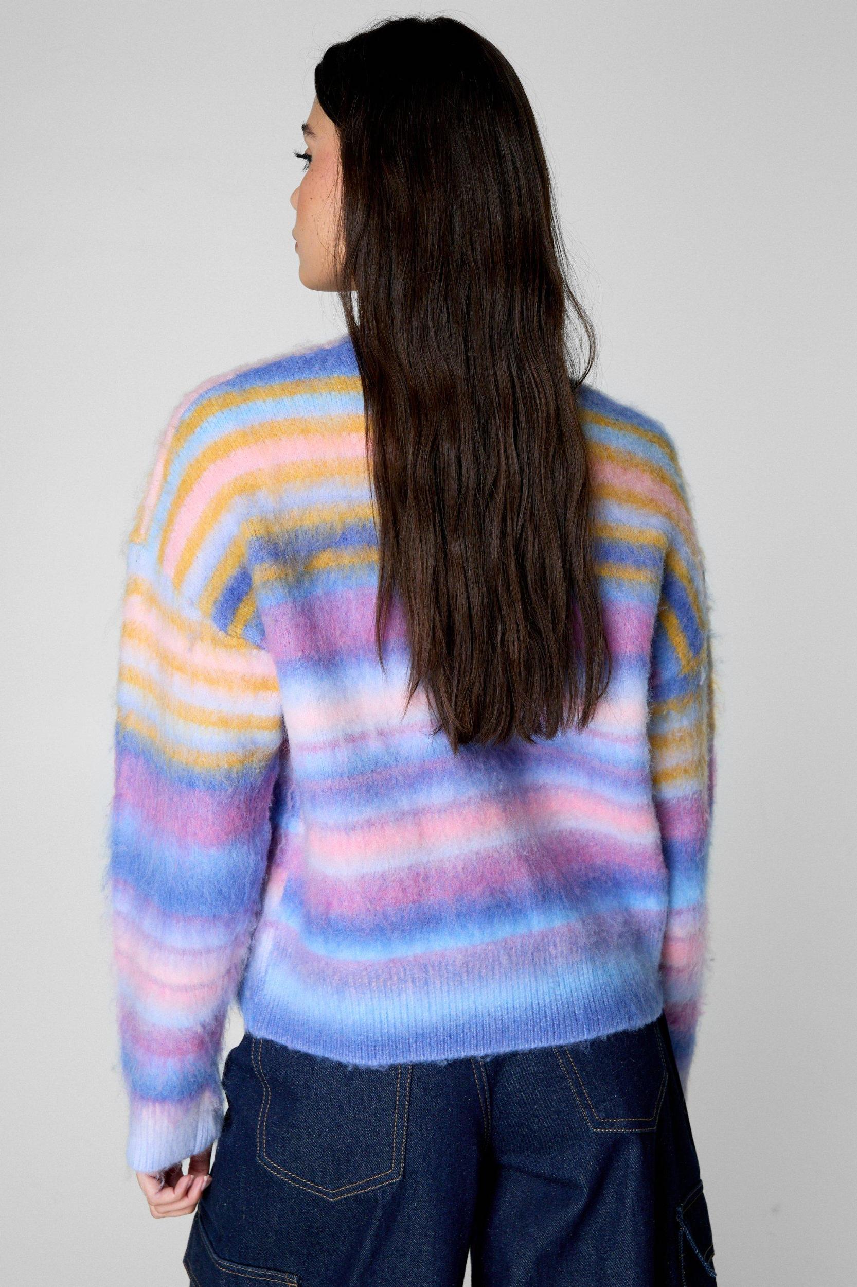 Brushed Striped Crew Neck Sweater Product Image
