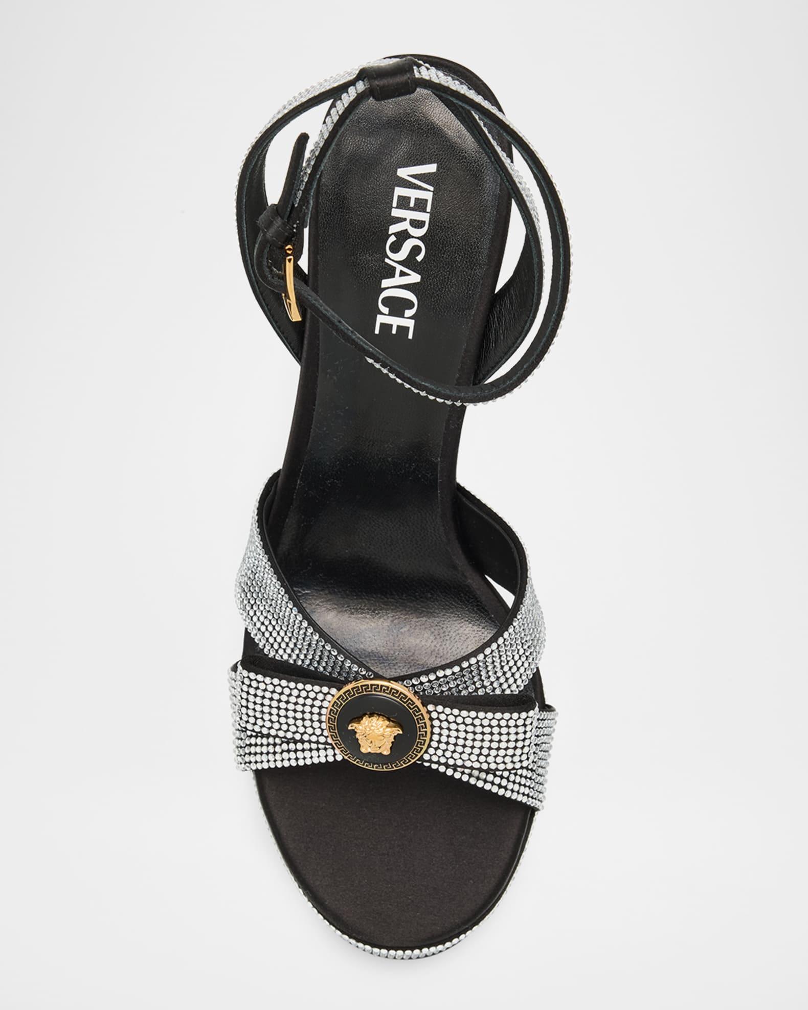 Gianni Ribbon Crystal Leather Platform Sandals Product Image