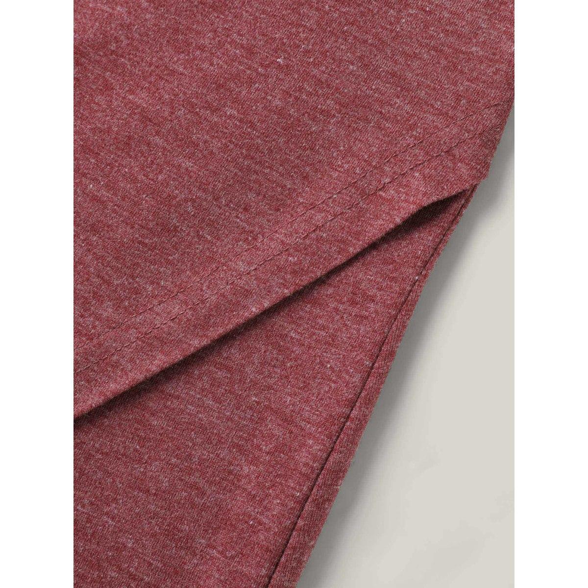 Plus Size Heather Stretchy Overlap Hem Plain T-Shirt Russet Women Leisure Overlapping Round Neck Casual T-shirts BloomChic 12/L Product Image