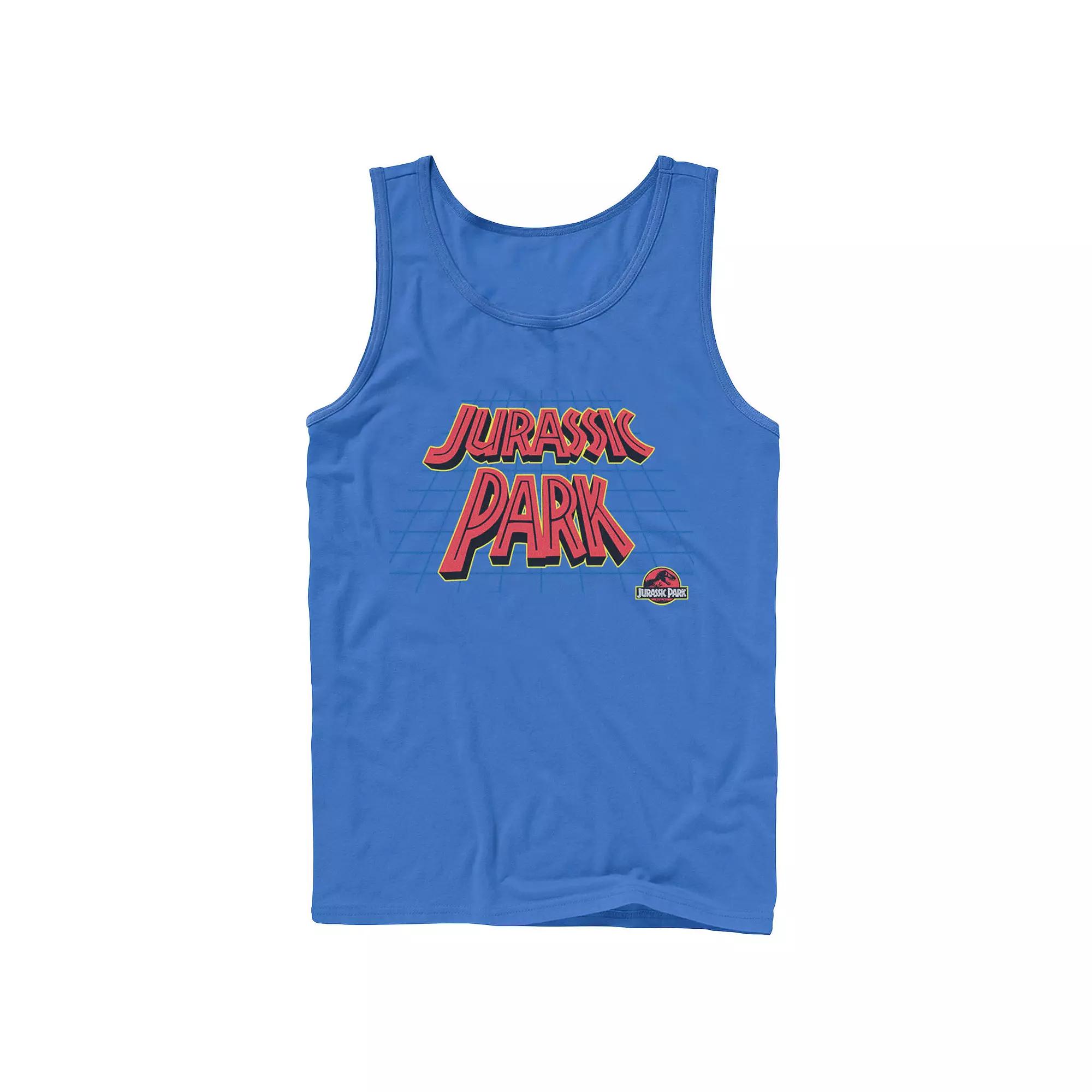 Men's Jurassic Park Tilted Retro Grid Logo Tank Top,  Product Image