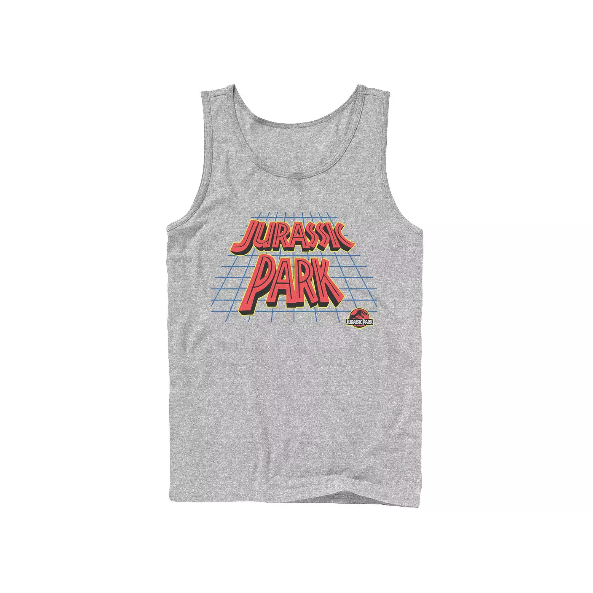 Men's Jurassic Park Tilted Retro Grid Logo Tank Top,  Product Image
