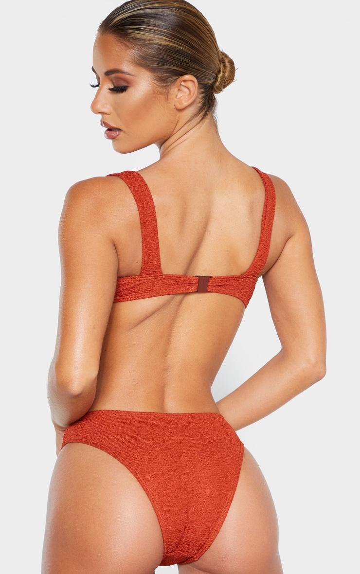 Brown Mini Crinkle Underwired Square Neck Bikini Top Product Image