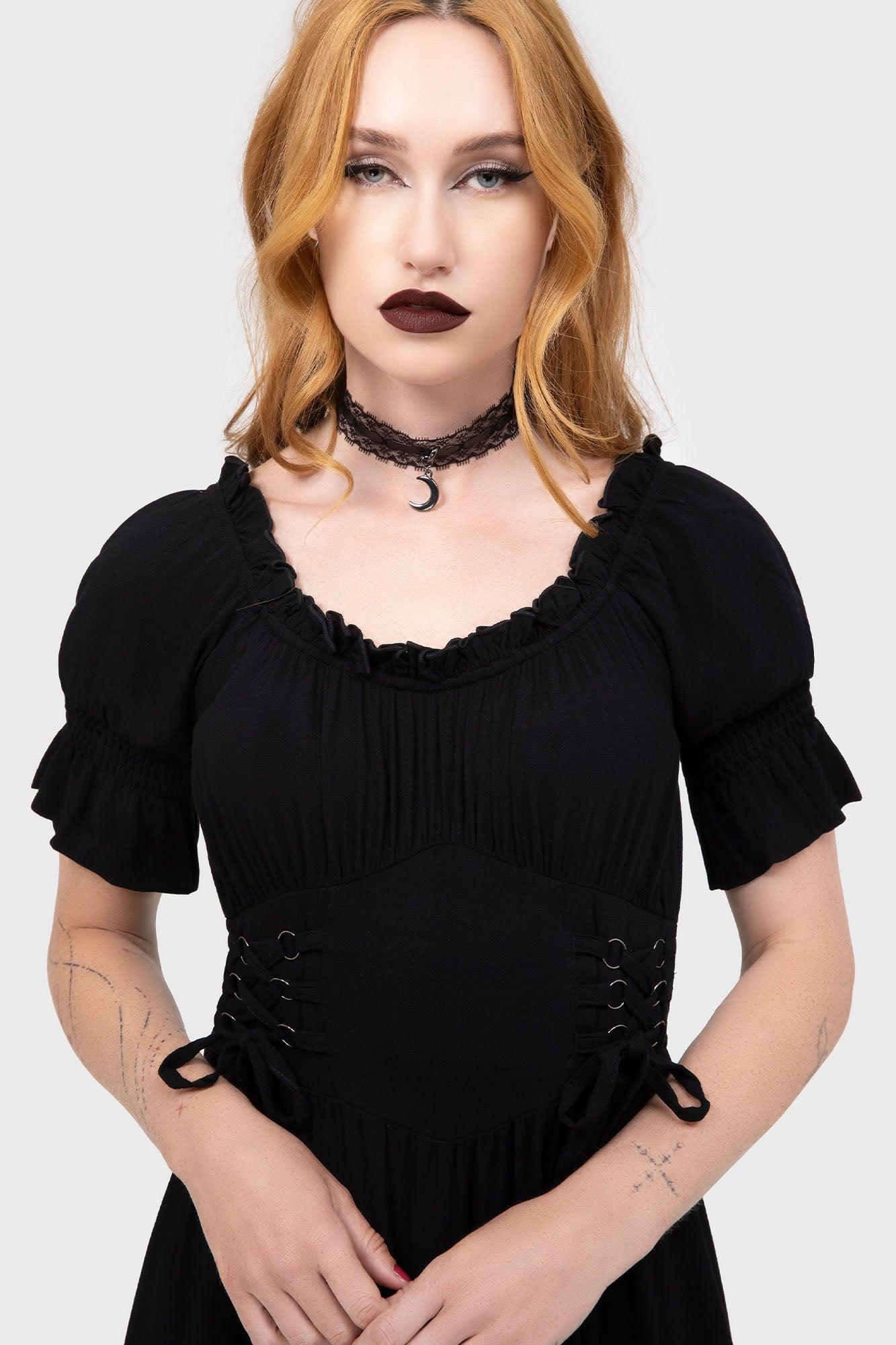 Jocasta Maxi Dress Short Sleeve [BLACK] Female Product Image