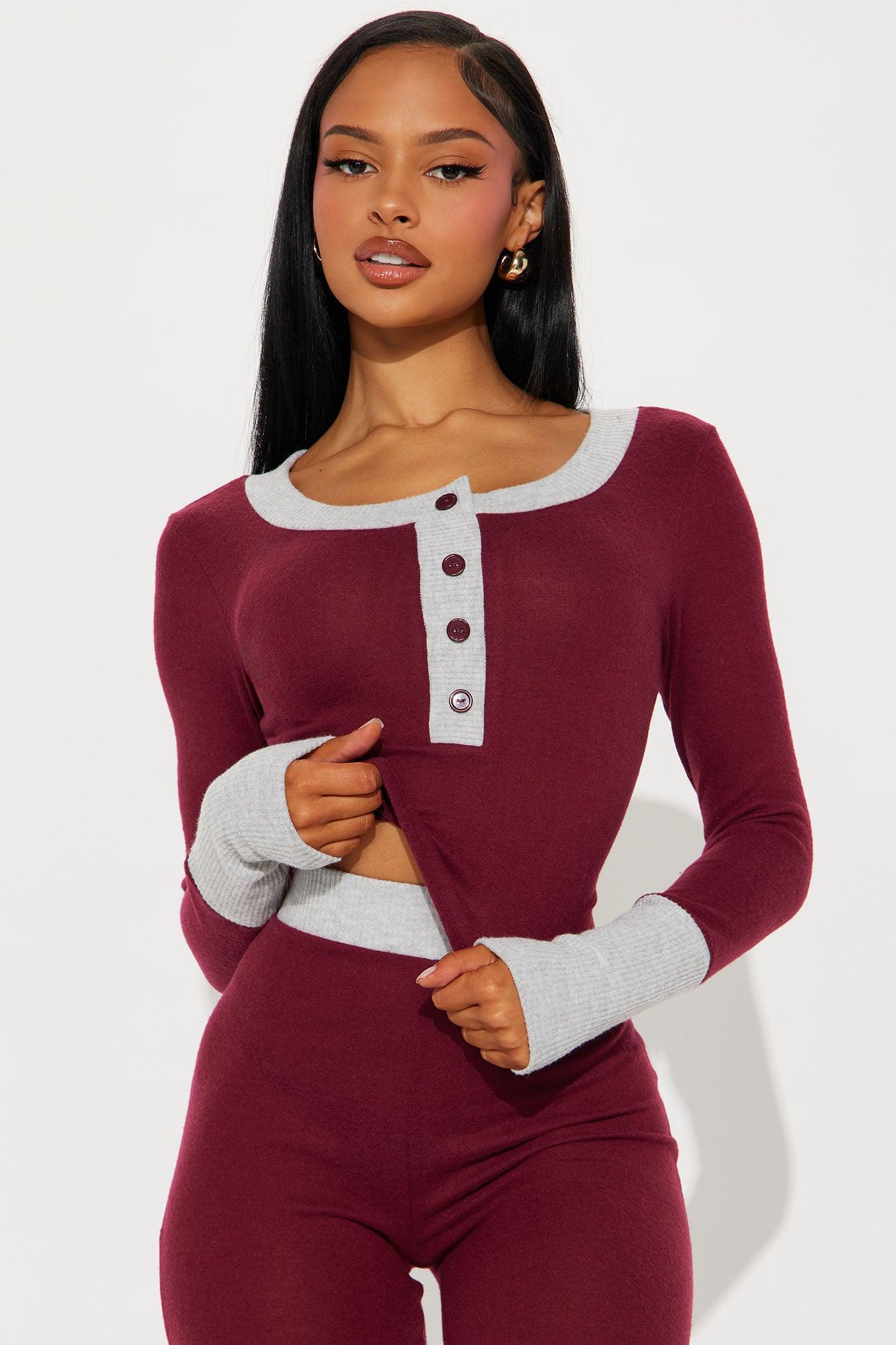 Easy Everyday Flare Pant Set - Burgundy/combo Product Image