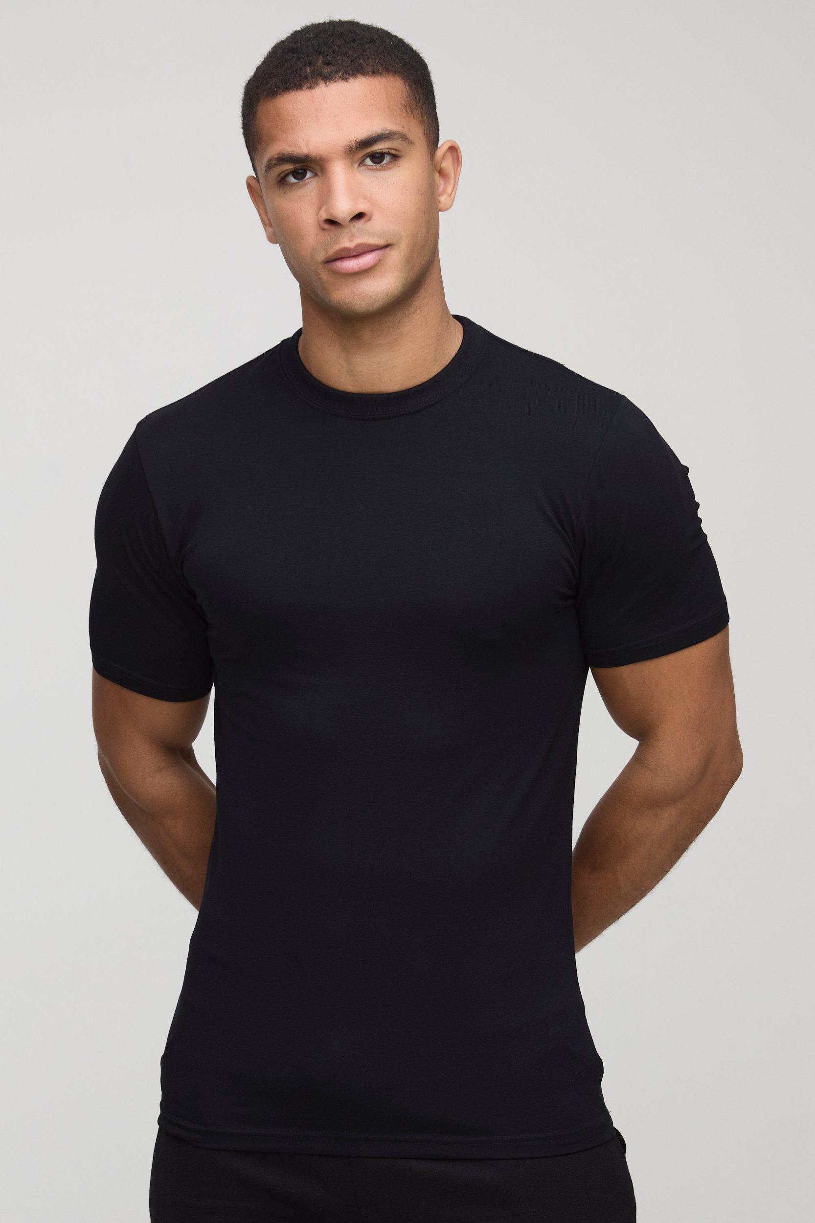 2 Pack Basic Muscle Fit T-Shirts | boohooMAN USA Product Image