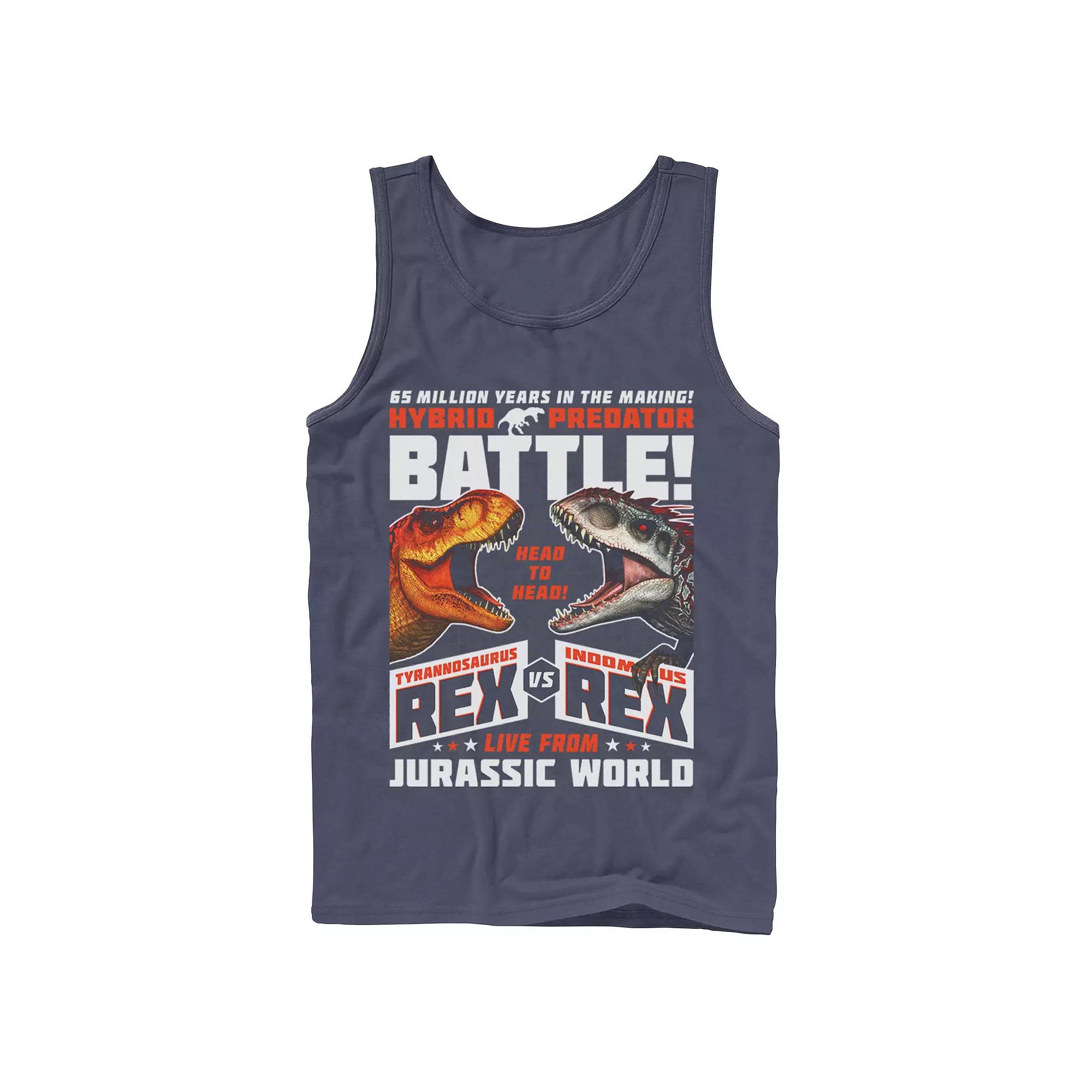 Men's Jurassic World T-Rex VS I-Rex Battle Poster Graphic Tank Top,  Product Image
