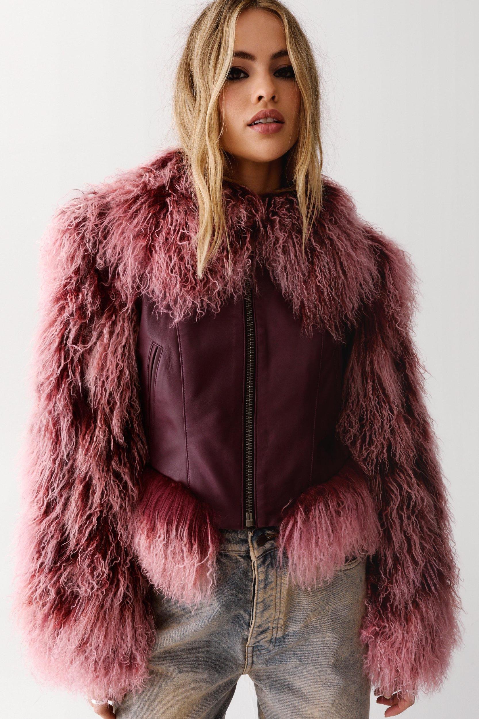 Limited Tipped Shearling Distressed Jacket Product Image