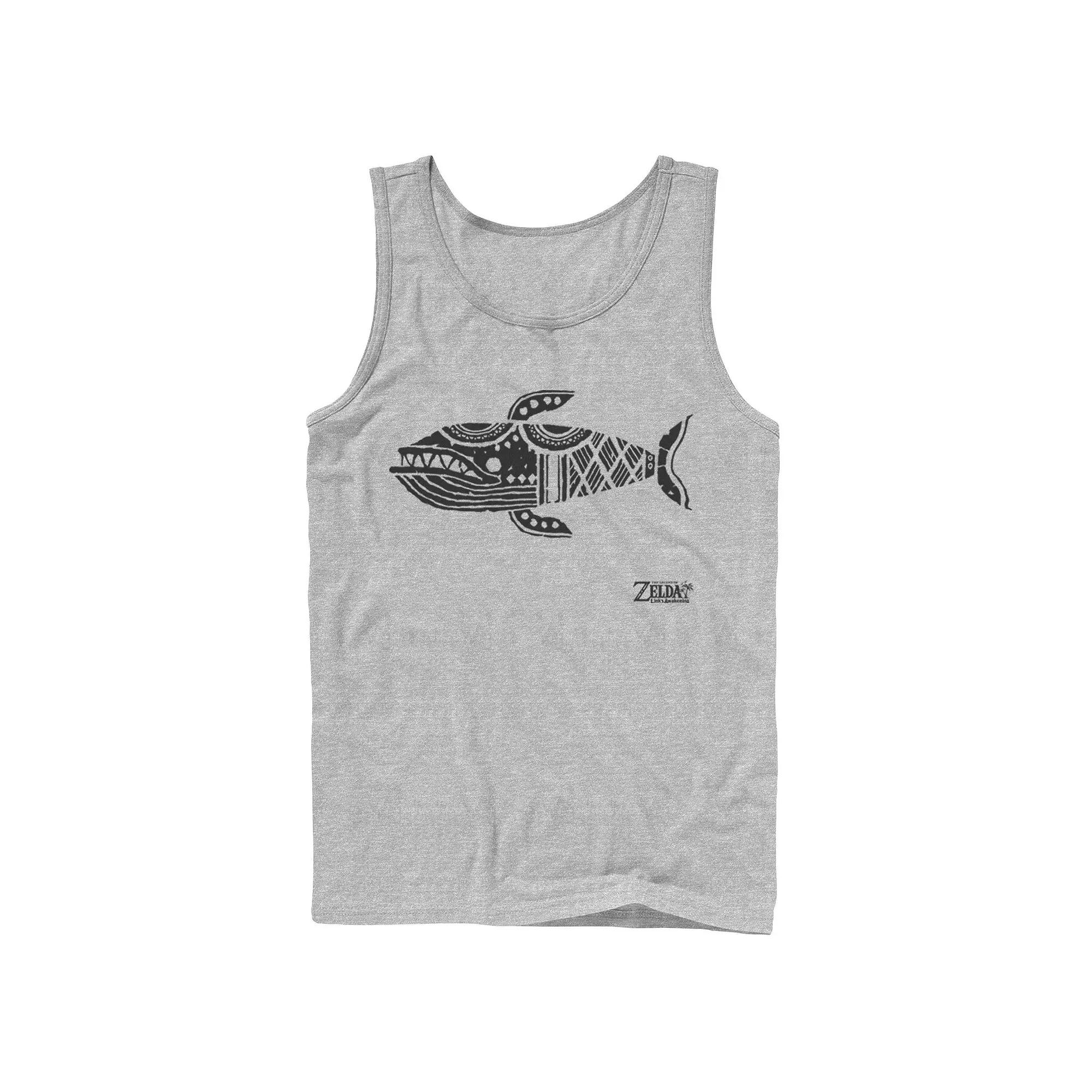 Men's Nintendo Legend Of Zelda Links Awakening Whale Glyph Portrait Logo Tank Top,  Product Image