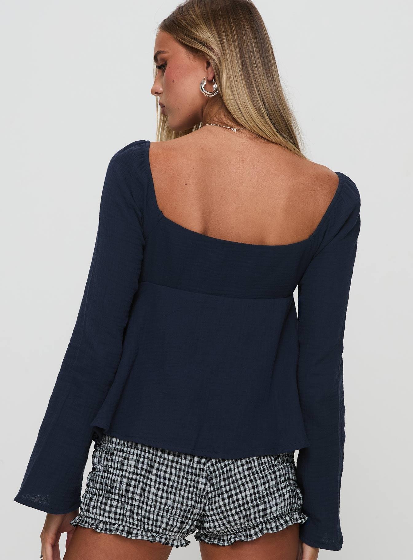 Khalea Long Sleeve Top Navy Product Image