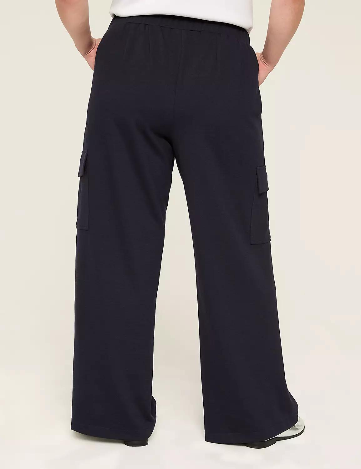 Textured Ponte Pull-On Straight Leg Cargo Pant Product Image