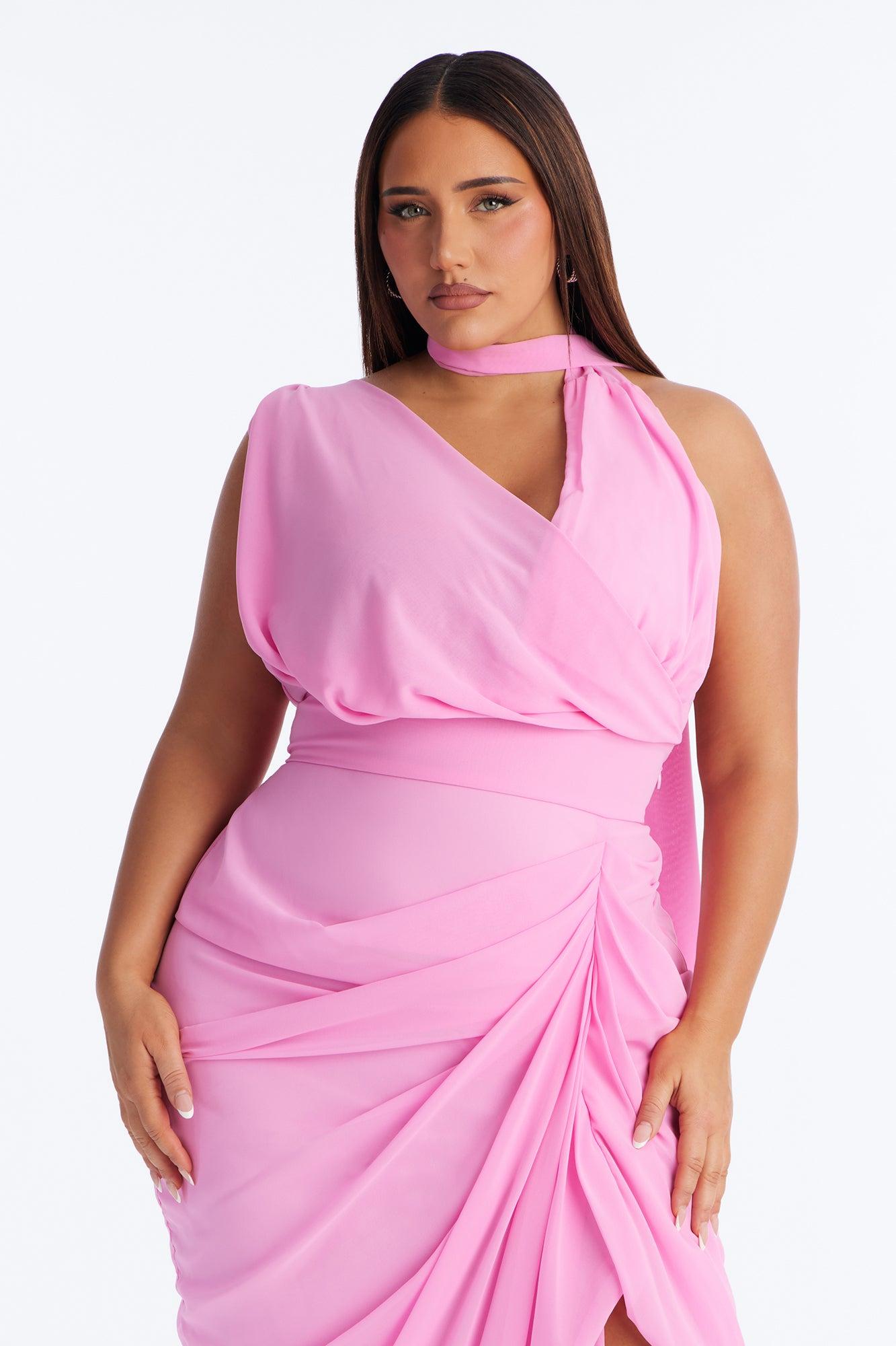 Main Character Ruched Chiffon Gown - Light Pink Female Product Image