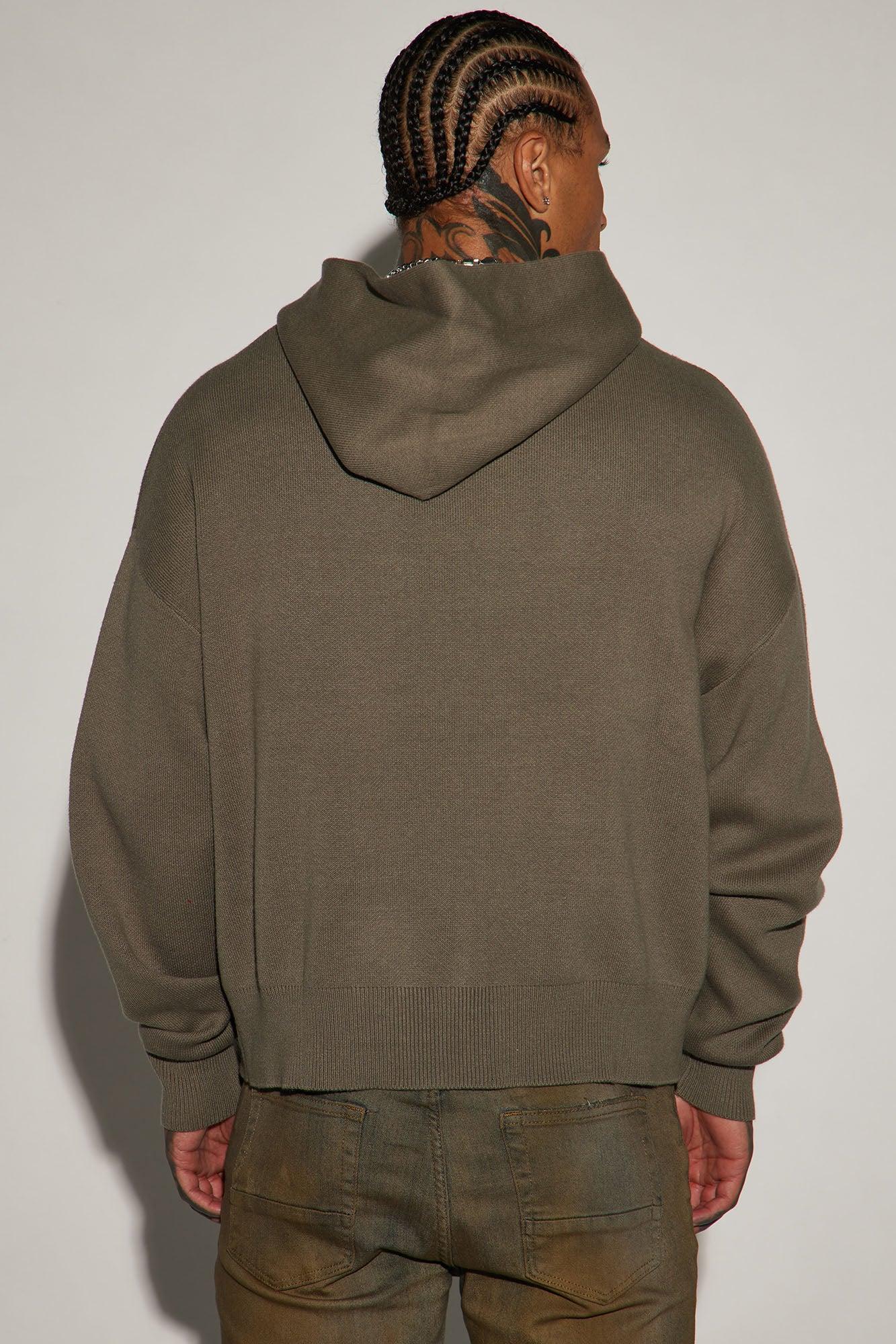 In My Feels Heavyweight Cropped Sweater Hoodie - Olive Product Image