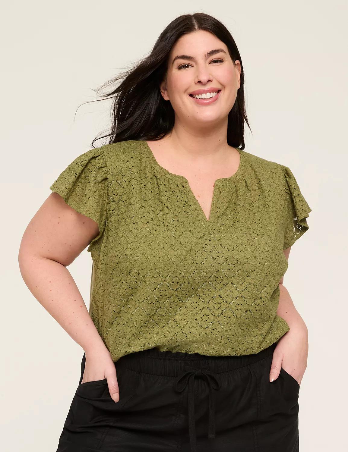 Swing Eyelet Notch-Neck Top Product Image