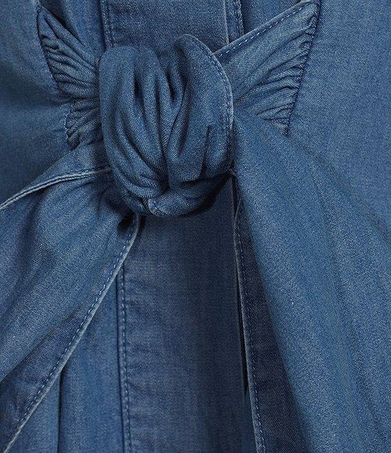 APNY Banded Collar Short Sleeve Button Front Shirt Dress Product Image