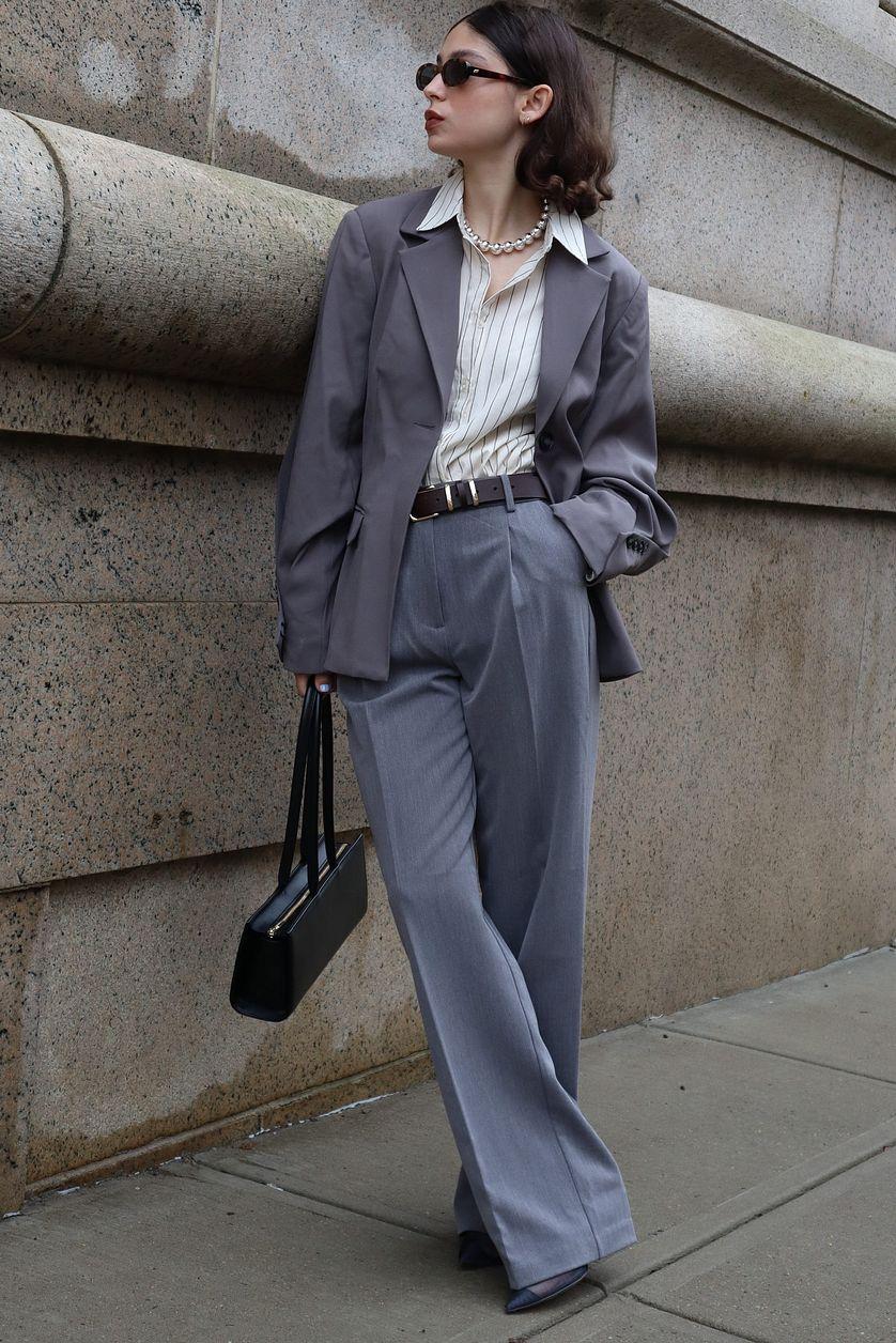 Wide Low Waist Suit Pants Product Image