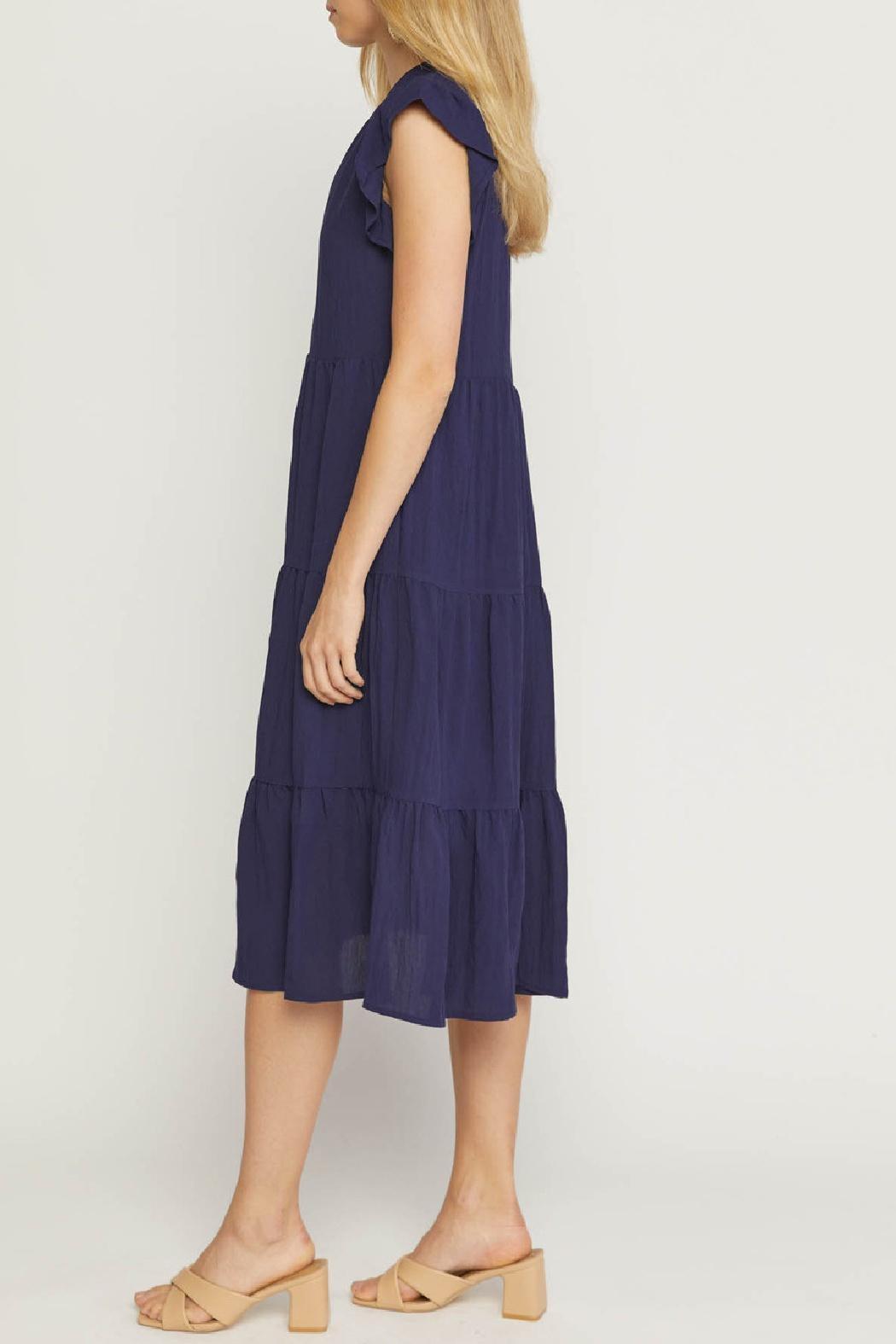 Knee Length Ruffle Sleeve Dress Product Image