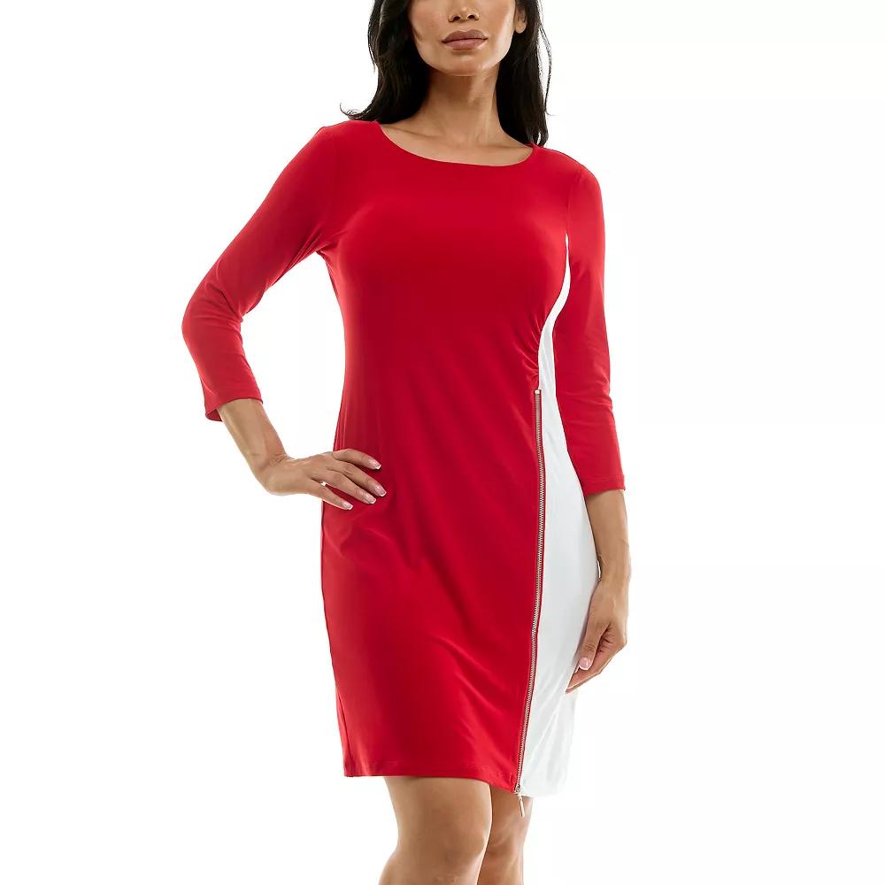 Women's Nina Leonard Colorblock Faux-Wrap Mini Dress,  Product Image