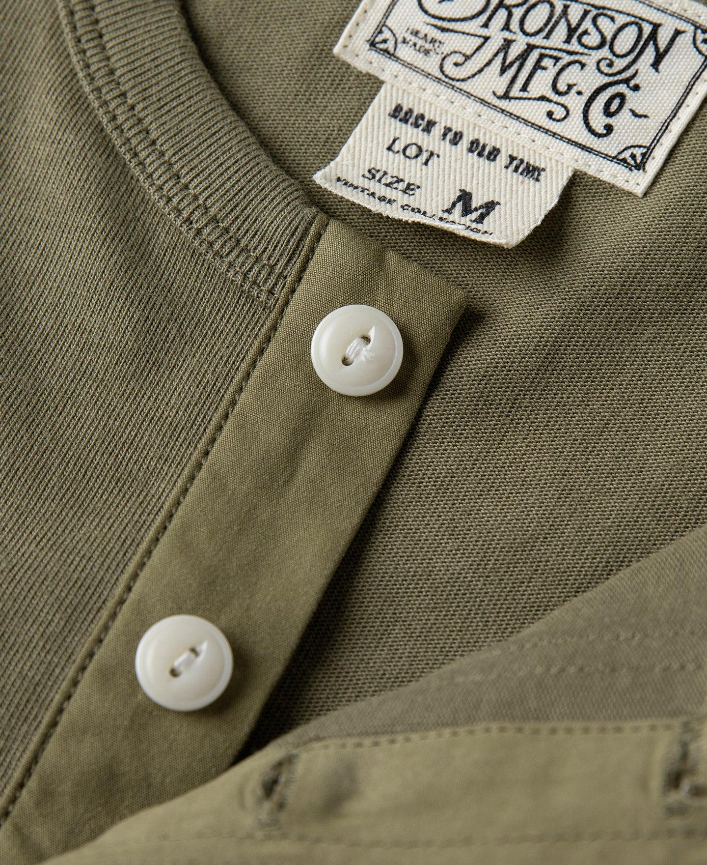 Vintage Short Sleeve Henley T-Shirt - Olive Product Image