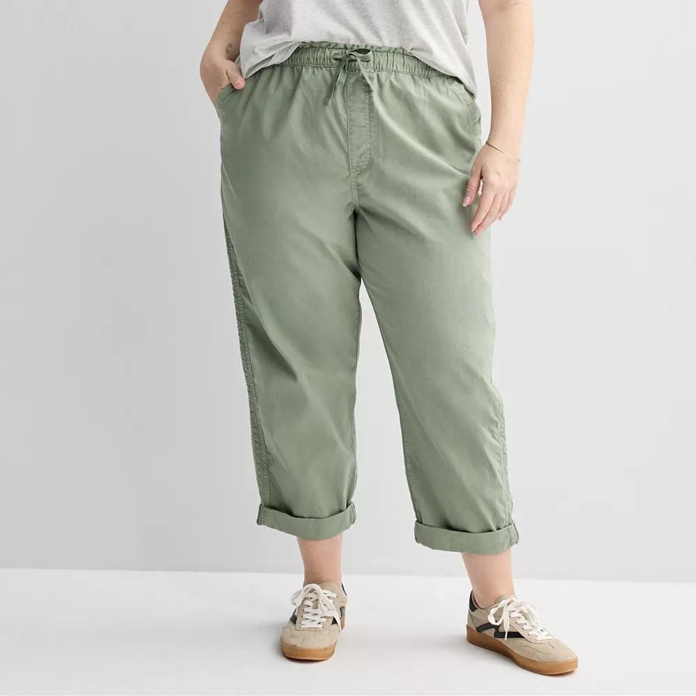 Plus Size Sonoma Goods For Life® Easy Paper Bag Waist Capri, Women's, Size: 0X, Madri Green Product Image